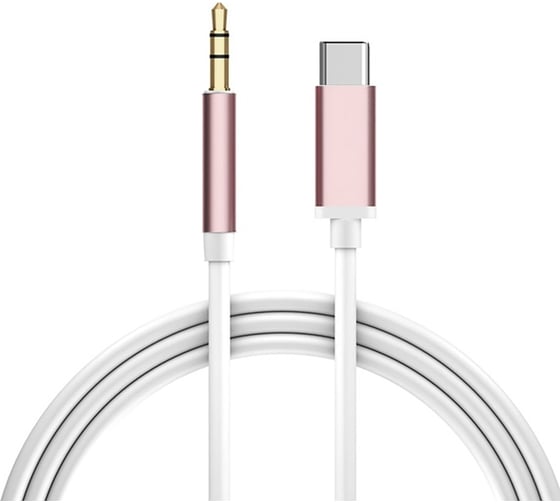 Ультрагибкий кабель аудио TypeC - AUX jack 3.5mm GCR 1,0m белый, розовые коннекторы VIV52I326 1