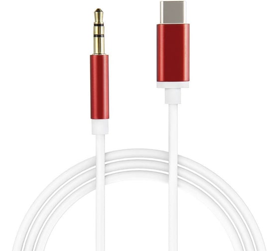 Кабель аудио TypeC - AUX jack 3.5mm GCR 1.0m ультрагибкий белый, красный корпус VIV52I327