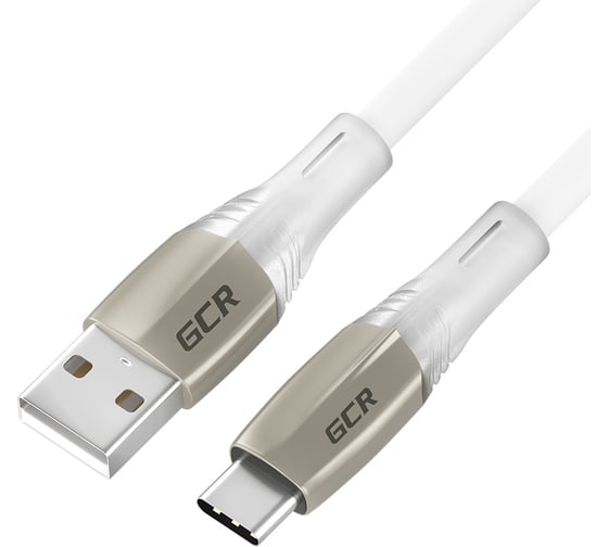 Кабель TypeC GCR QC 1.0m LED быстрая зарядка белый TPE 28-22 AWG VIV52I518 1