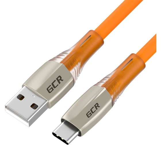Кабель TypeC GCR QC 1.5m LED быстрая зарядка оранжевый TPE 28-22 AWG VIV52I522 1