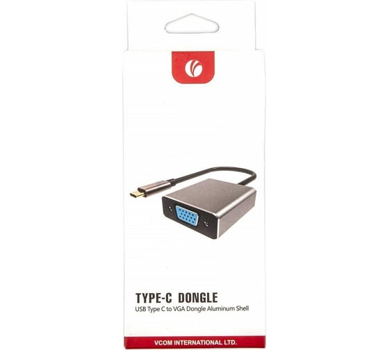 Адаптер VCOM USB 3.1 Type-C/m - VGA/f, 1080@60Hz, Aluminum Shell, CU421T