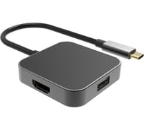 Aдаптер VCOM USB 3.1 Type-C/M - HDMI+USB3.0+PD charging, TF, Aluminum Shell, CU457