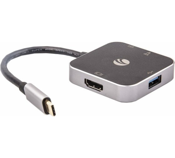 Aдаптер VCOM USB 3.1 Type-C/M - HDMI+USB3.0+PD charging, TF, Aluminum Shell, CU457