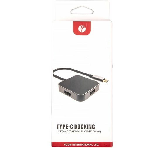 Aдаптер VCOM USB 3.1 Type-C/M - HDMI+USB3.0+PD charging, TF, Aluminum Shell, CU457