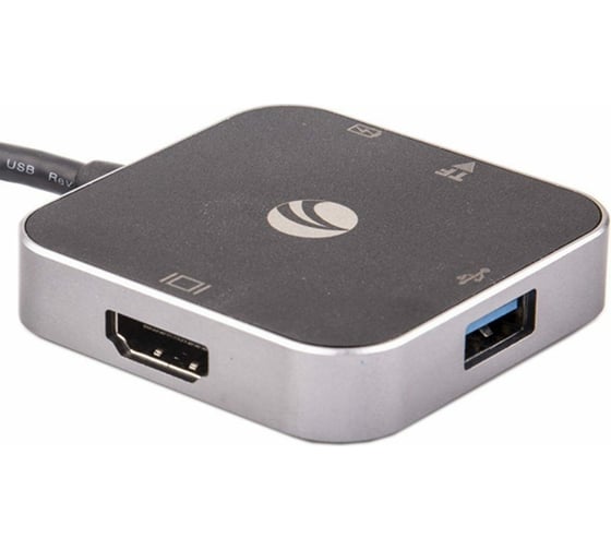 Aдаптер VCOM USB 3.1 Type-C/M - HDMI+USB3.0+PD charging, TF, Aluminum Shell, CU457