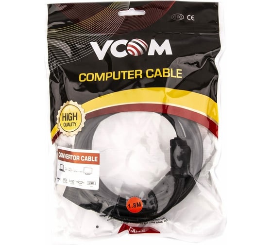 Кабель VCOM HDMI AM/DVI 24+1M, 1.8м, CU, 1080P@60Hz, 2F, CG484GD-1.8M