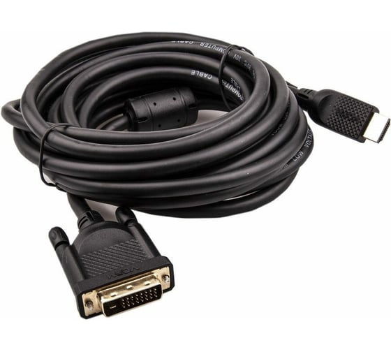 Кабель VCOM HDMI AM/DVI 24+1M, 5м, CU, 1080P 60Hz, 2F, CG484GD-5M 1