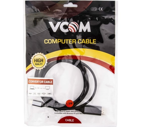 Кабель-адаптер VCOM USB 3.1 Type-C/m - HDMI A/m 4K@60Hz, 1.8m ,Aluminium Shell, CU423MC-1.8M