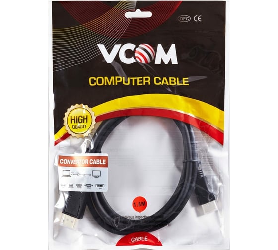 Кабель-переходник VCOM DisplayPort M - HDMI M, 4K 30Hz, 1.8m CG608-1.8M