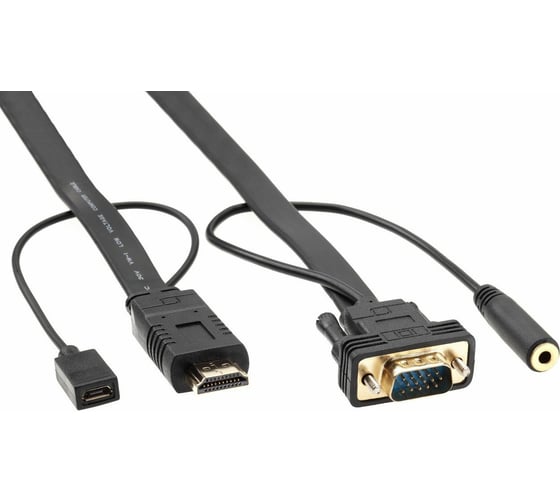 Кабель-переходник VCOM HDMI/M+micro USB -VGA_M+audio 1,8м 1080*60Hz, CG598-1.8M