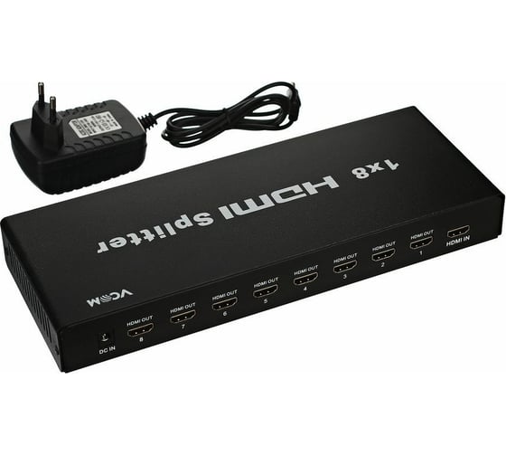 Разветвитель VCOM HDMI Spliitter 1=8 3D Full-HD 1.4v, каскадируемый DD418A/VDS8048D