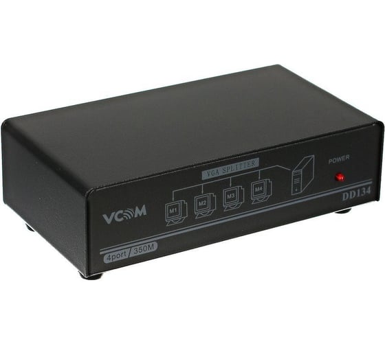 Разветвитель VCOM VGA 1-4-port VGA 15M, 4 VGA 15F, блок питания VDS8016 1