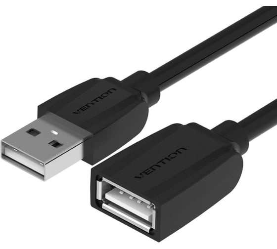 Кабель-удлинитель Vention USB 2.0 AM/AF - 0,5м Black Edition VAS-A44-B050 1