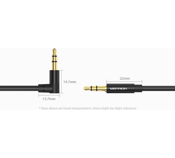 Аудио кабель Vention Jack 3,5 mm M/Jack 3,5 mm M угол 90 - 1м, черный BAKBF-T