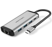 Сетевой адаптер Vention USB-C M/ Gigabit Ethernet RJ45 F/OTG хаб 3xUSB 3.0/PD TGDHB