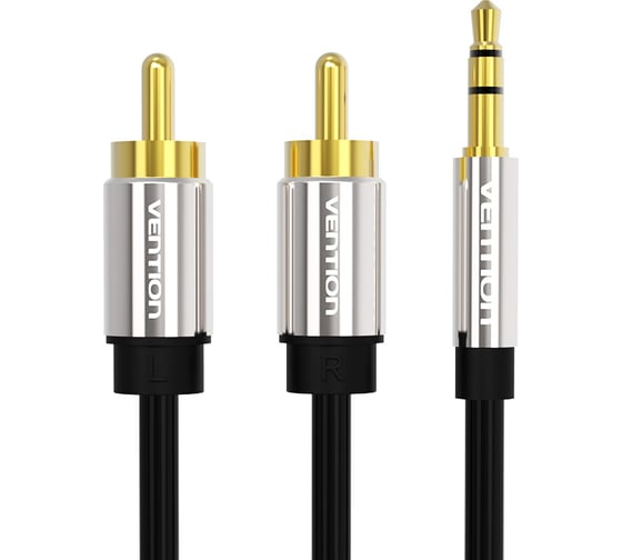 Аудио кабель Vention Jack 3,5 mm M/2RCA M - 1,5м, черный P550AC150-S