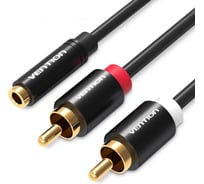 Аудио кабель Vention Jack 3,5 mm F/2RCA M - 1м, чёрный VAB-R01-S100