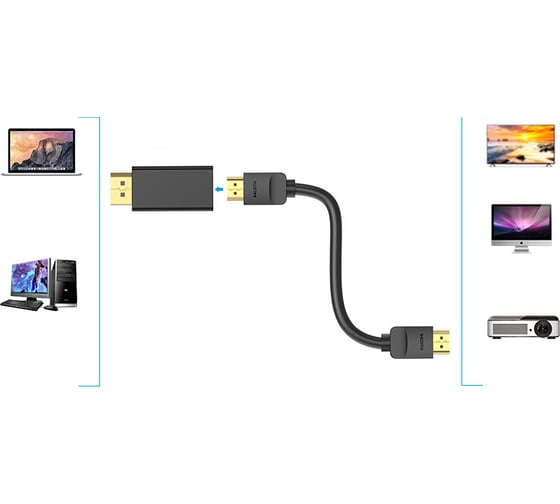 Адаптер-переходник Vention DisplayPort 20M, HDMI F HBKB0