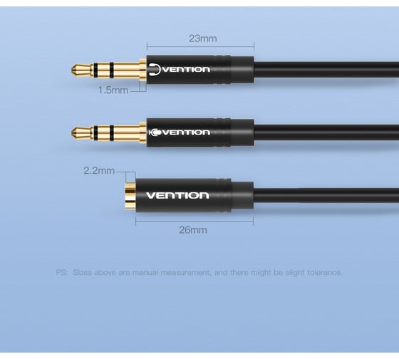 Гибкий переходник-разветвитель Vention Jack 3.5 mm F 4 pin/Jack 3.5 mm M x 2 - 1м BBDBF