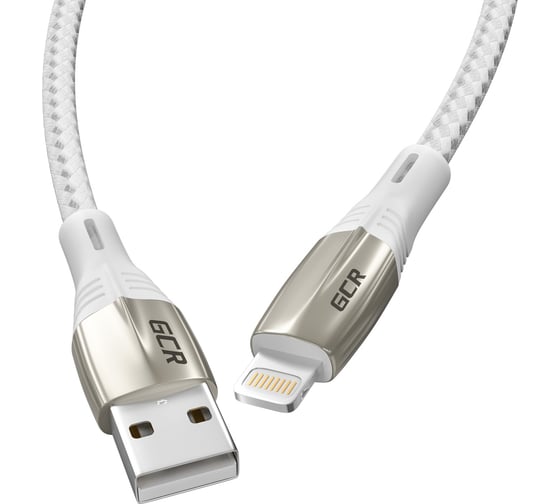 Кабель GCR 1.2m для iPhone, iPad, Air, MFI series MERCEDES, WHITE NYLON VIV52I576 1