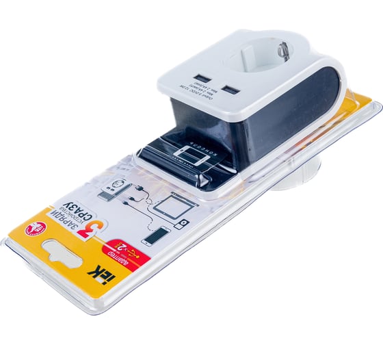 Адаптер IEK Т-02 01 1 место, 2P+PE, 16А, 2хUSB, 2,4А, белый WTP11-16-01-Z-K01