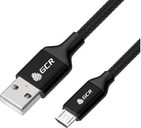 Кабель MicroUSB GCR 1.5m быстрая зарядка, черный нейлон, AL корпус черный, черный ПВХ VIV52I476