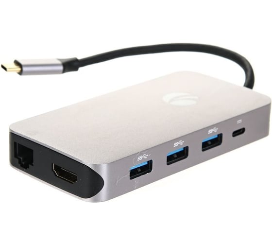 Кабель-адаптер VCOM USB3.1 Type-C/M-HDMI,RJ45,4*USB3.0,SD,TF,PD charging, Aluminum Shell, CU431M