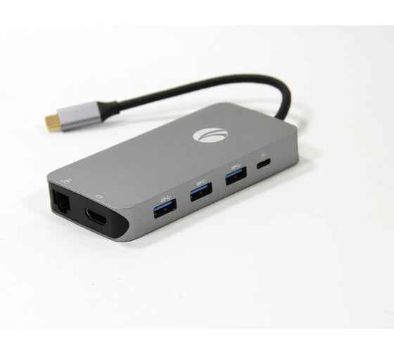 Кабель-адаптер VCOM USB3.1 Type-C/M-HDMI,RJ45,4*USB3.0,SD,TF,PD charging, Aluminum Shell, CU431M