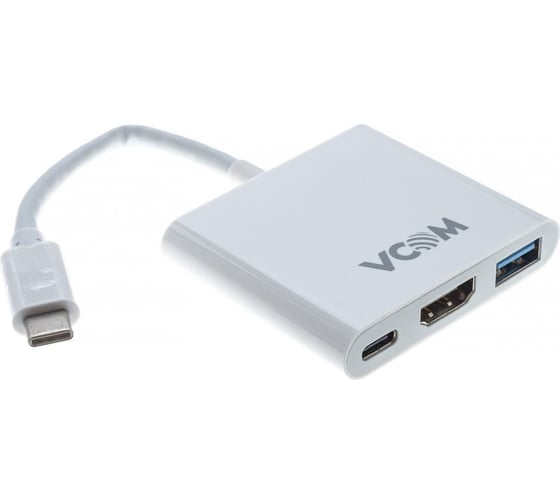 Кабель-адаптер VCOM USB3.1 Type-C/M - HDMI-F+USB3.0-F+TypeC-F with PD, 0,15m CU427