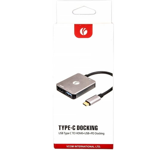 Адаптер VCOM USB 3.1 Type-C/M - HDMI A/f 4K@30 Hz+USB3.0+PD charging, Aluminum Shell, CU454