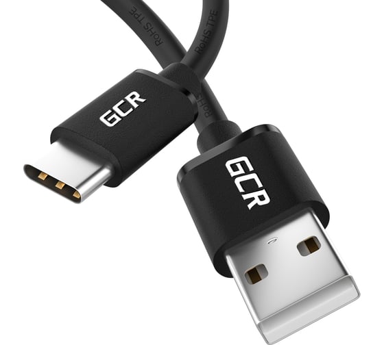 Кабель TypeC GCR 0.5m быстрая зарядка, черный TPE, черные коннекторы VIV52I725