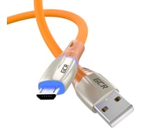 Кабель MicroUSB GCR 1.0m LED быстрая зарядка, быстрая зарядка, оранжевый TPE, 28/22 AWG VIV52I487