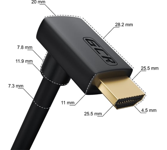 Кабель HDMI 2.0 GCR 2.0m M верхний угол /M верхний угол, черный VIV52I310