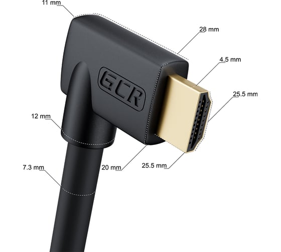 Кабель HDMI 2.0 GCR 3.0m M правый угол /M правый угол, черный VIV52I314