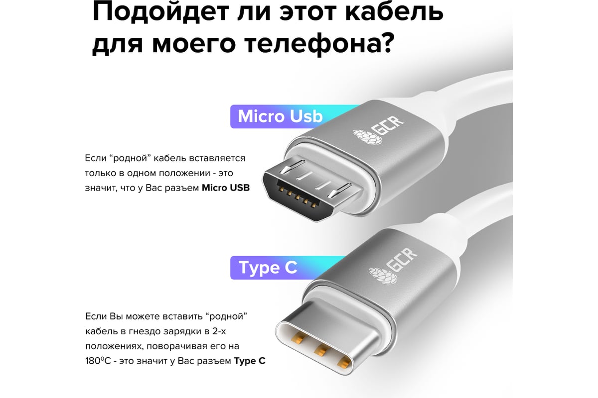 Кабель Type C-C GCR 1.0m POWER DELIVERY быстрая зарядка, белый силикон, AL  корпус серебро, белый ПВХ VIV52I362