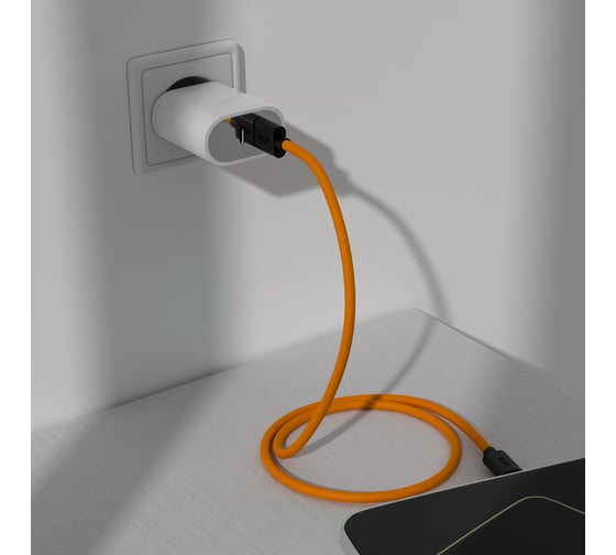 Кабель TypeC GCR 1.5m быстрая зарядка, оранжевый TPE, черные коннекторы, 28/22 AWG VIV52I724