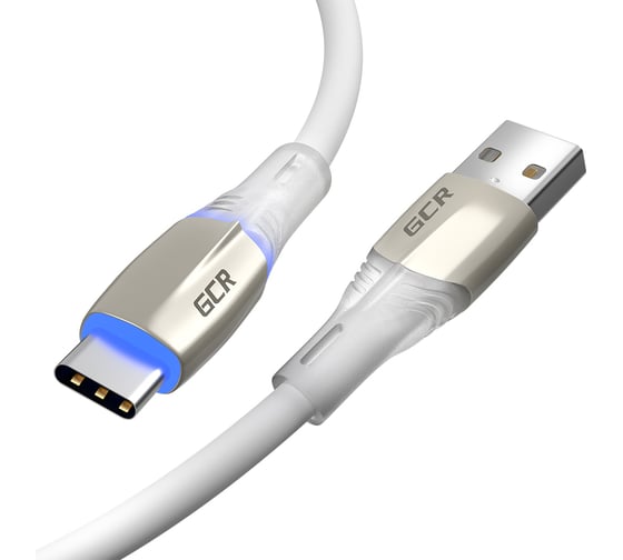 Кабель TypeC GCR QC 1.5m LED быстрая зарядка белый TPE 28-22 AWG VIV52I519