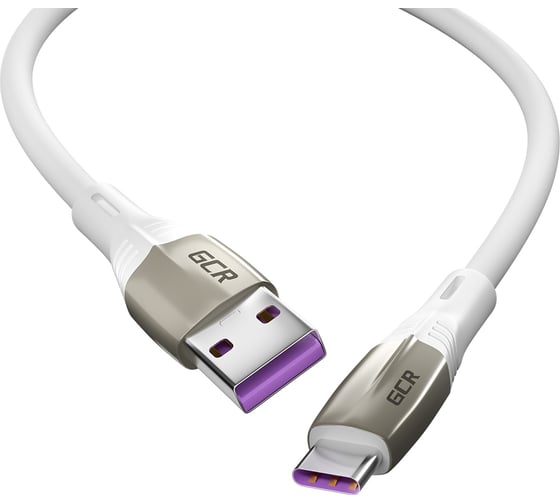 Кабель TypeC GCR 1.0m 60 W 5A max, быстрая зарядка, белый TPE 28/22 AWG VIV52I504 1