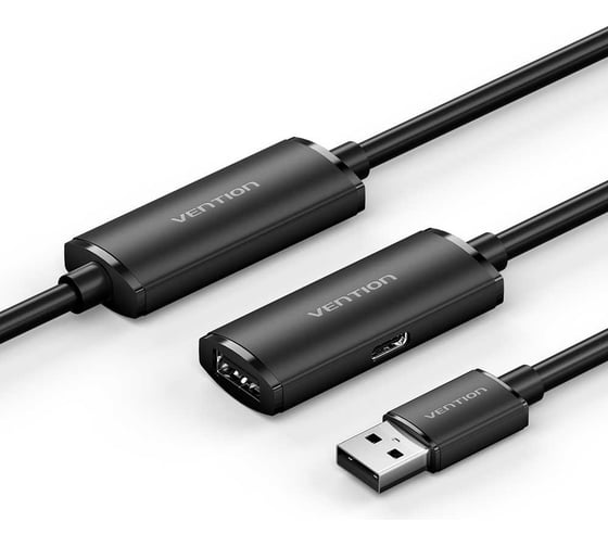 Активный кабель-удлинитель VENTION USB 2.0 AM/AF с усилителем - 10м Черный CBKBL
