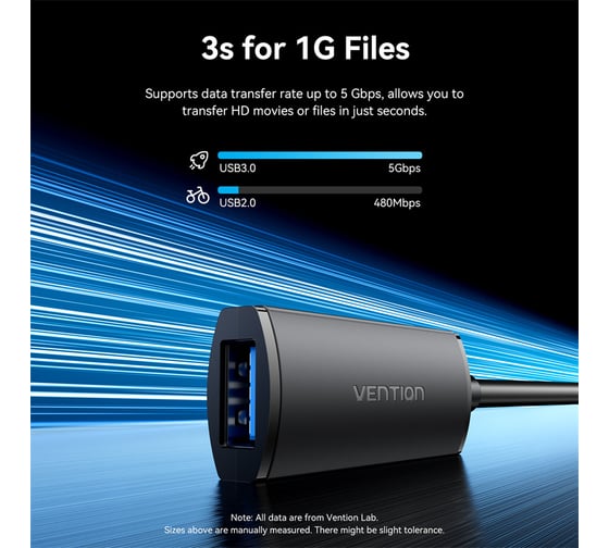 Активный кабель-удлинитель VENTION USB 3.0 AM/AF с усилителем - 10м Черный CBMBL