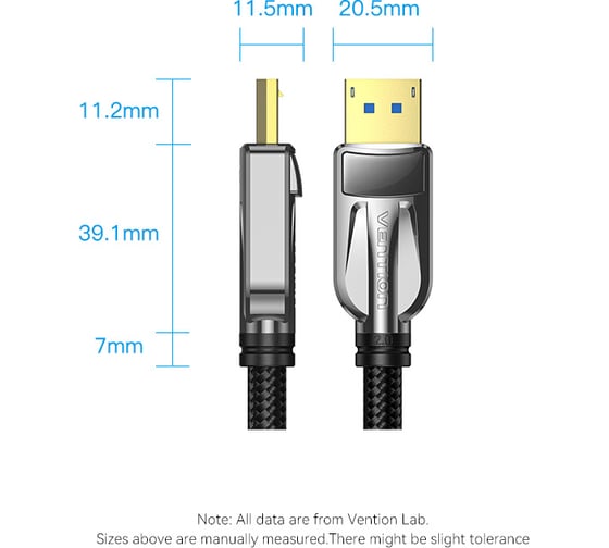 Кабель DisplayPort VENTION v2.1 20M/20M - 1.5м HGABG