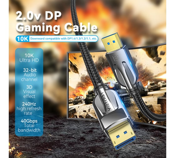 Кабель DisplayPort VENTION v2.1 20M/20M - 1.5м HGABG