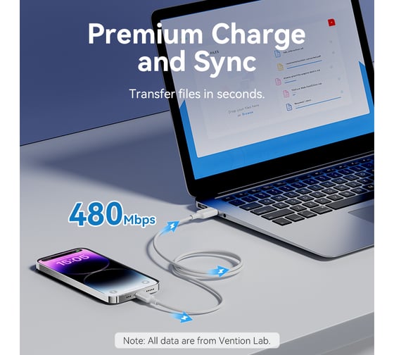 Кабель VENTION USB 2.0 AM/Lightning 8M для iPad/iPhone 2.4A Черный LAMBF
