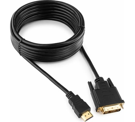 Кабель Cablexpert HDMI-DVI 19M/19M 4.5м single link медь, позол.разъемы, экран, черный CC-HDMI-DVI-15