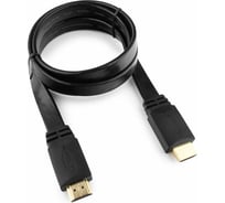 Кабель Cablexpert HDMI 1м v2.0 19M/19M медь, позол.разъемы, экран, плоский кабель черный CC-HDMI4F-1M