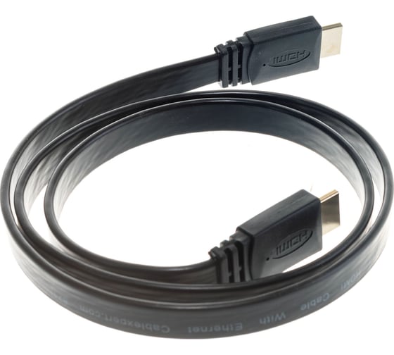 Кабель Cablexpert HDMI 1м v2.0 19M/19M медь, позол.разъемы, экран, плоский кабель черный CC-HDMI4F-1M
