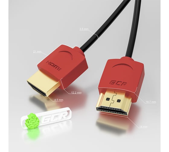 Кабель SLIM 2.0m HDMI 2.0 GCR красные коннекторы 32-32 AWG VIV51I215
