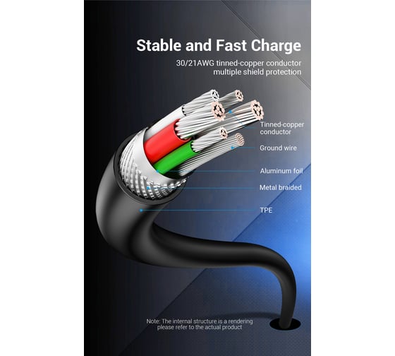 Кабель VENTION USB 2.0 CM/CM 3A, PD60W - 2м. COSBH