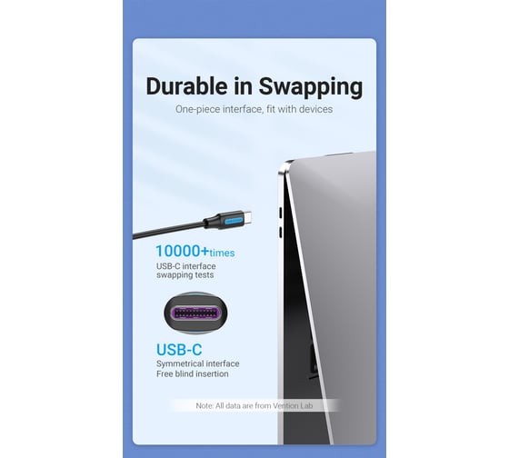Кабель VENTION USB 2.0 CM/CM 5А PD100W - 1м. Черный COTBF