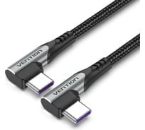 Кабель VENTION USB 2.0 CM/CM угловой - 1м. Серый 5А PD100W TANHF